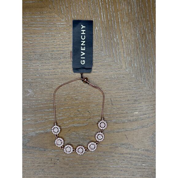 Givenchy Other - Givenchy Rose Gold Tone Crystal Slider Bracelet CZ Circle Halo Adjustable